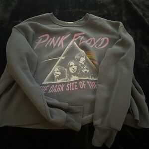 Pink Floyd Gray Crop Top with Iconic Prism Design